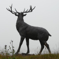 outdoor garden decoration metal craft life size black deer statue for sale